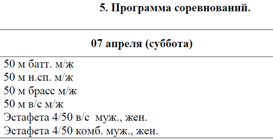 Программа соревнования